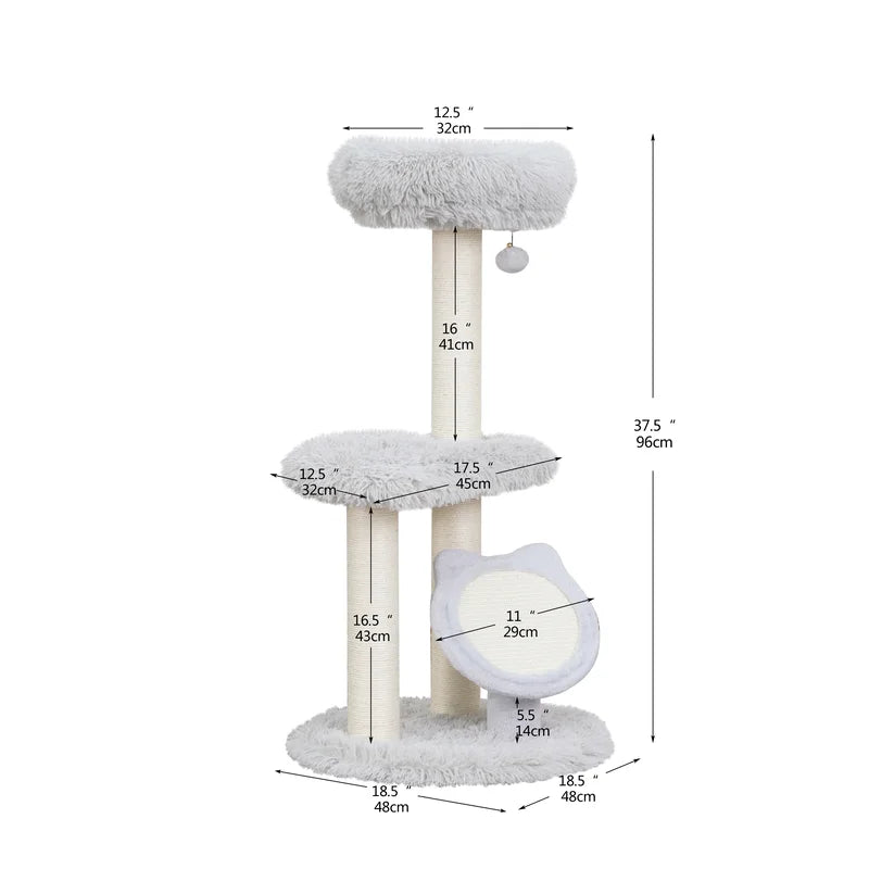 18.5 x 18.5 x 37.5 outer sizing of PetPals Rockview 2-Level Multi-Activity Cat Tree