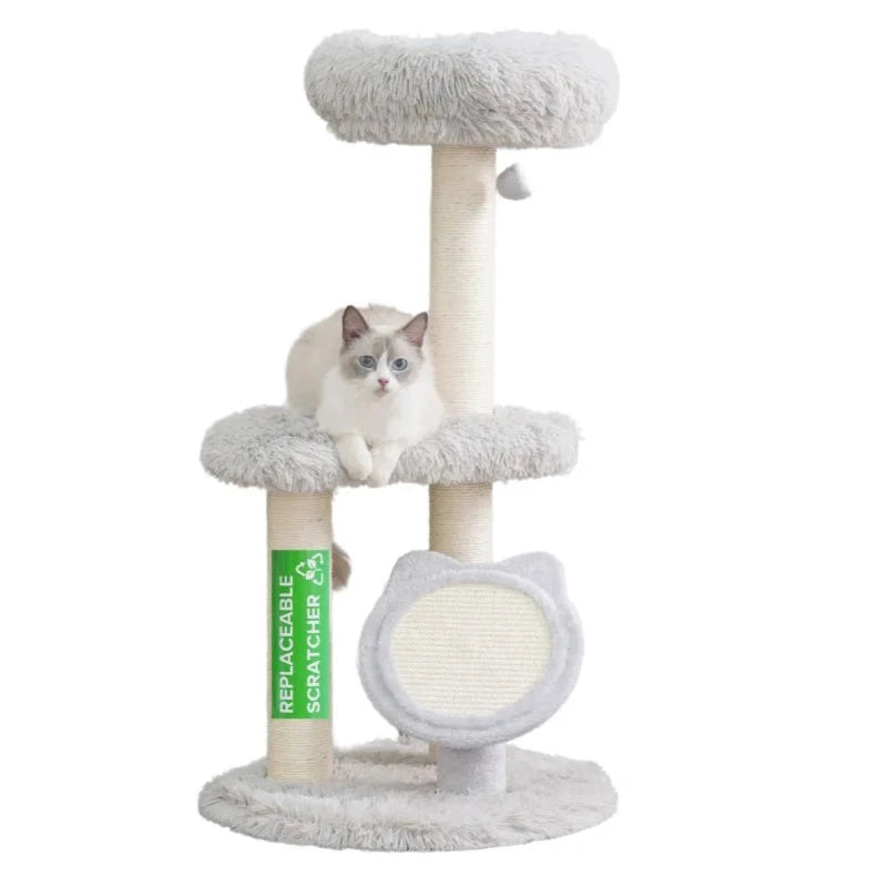 Full View of PetPals Rockview 2-Level Multi-Activity Cat Tree