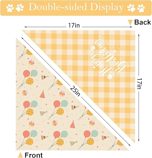Double Sided Display of Pet Birthday Bandana Large