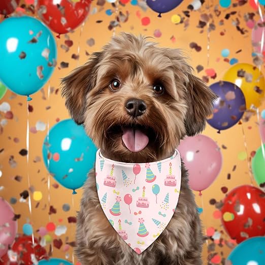 Happy Dog using our Pet Birthday Bandana Large