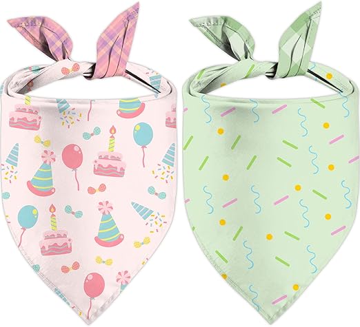 Pink and Green Pet Birthday Bandana Large