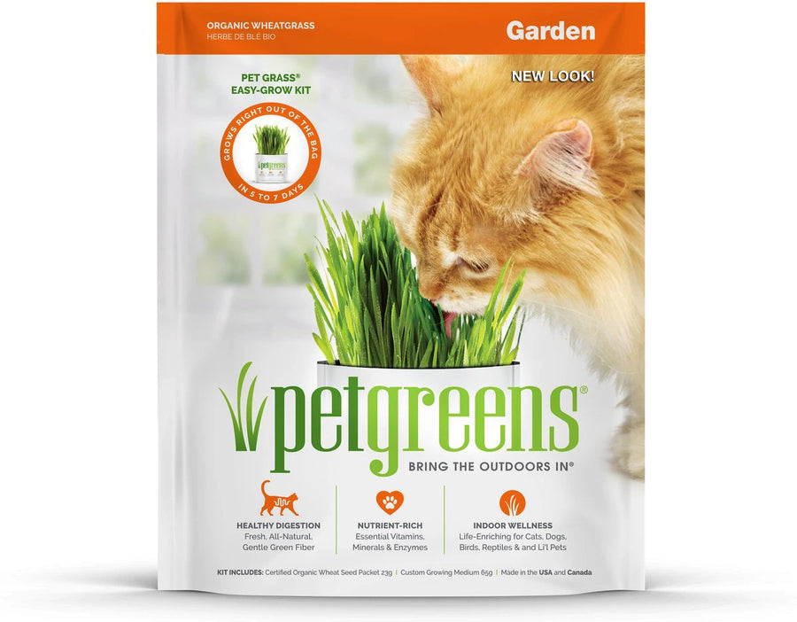 Pet Greens Self Grow Garden Wheat Grass Cat Treat Front Pouch New Look