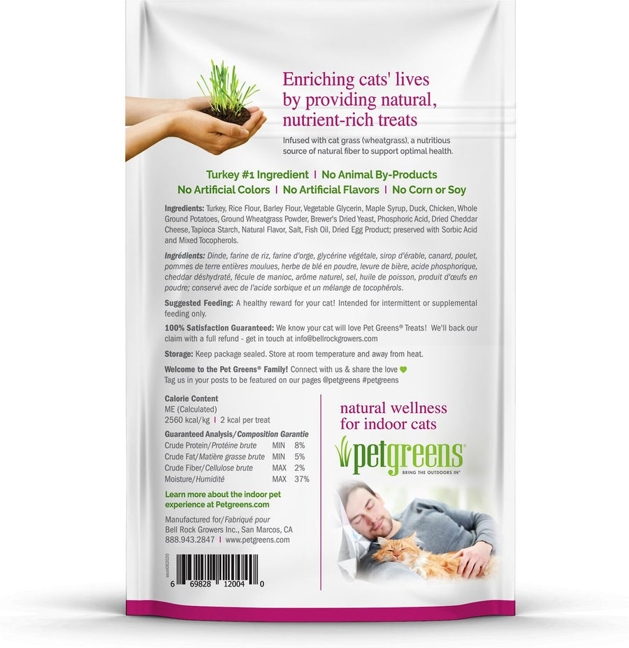 Pet Greens Turkey & Duck Semi-Moist Cat Treats 3oz Back Pouch