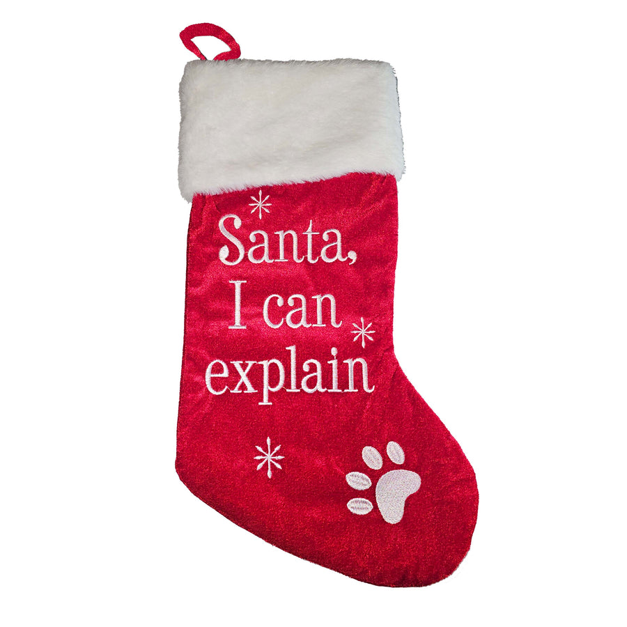 Pet Stocking Red Velvet & Emboidered for Dogs and Cats