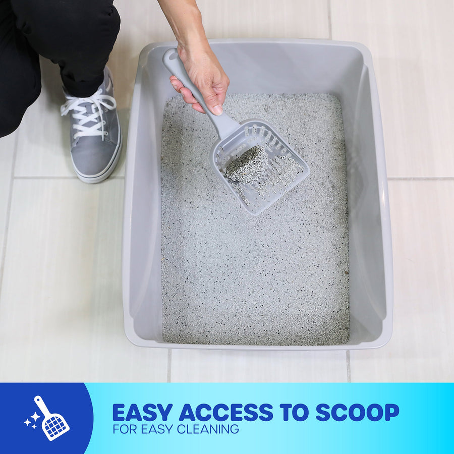 Petmate Basic Litter Box- easy to scoop. 