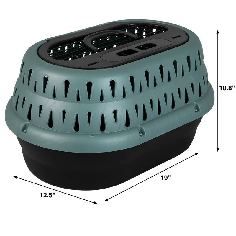 Petmate Top Load Cat Kennel is 12.5 x 19 x 10.8 inches