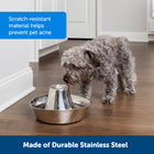 Scratch-resistant material helps prevent pet acne. 
