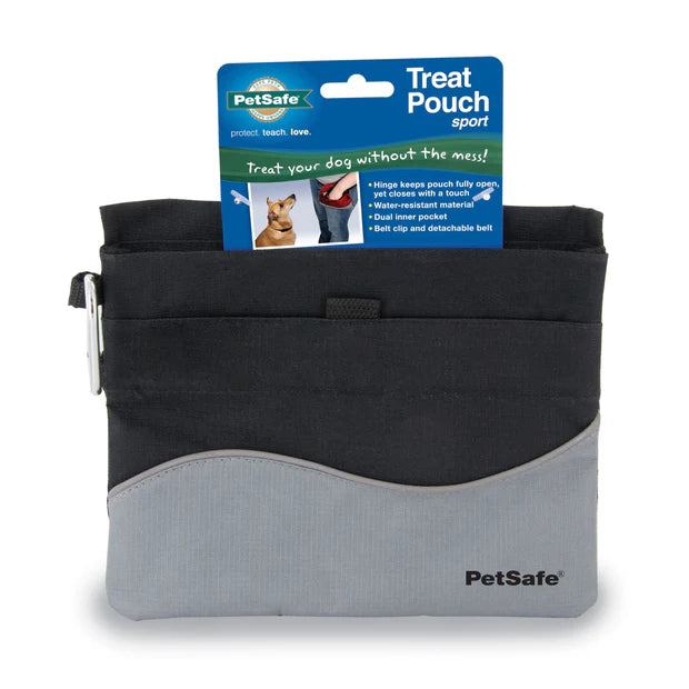 Product picture of Petsafe Treat Pouch Sport Black with product label.