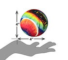 4 x 4 inches size of Petsport Tye Die Squeak Ball 3 Pack