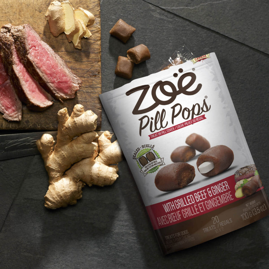 Zoe Pill Pops Grilled Beef with Ginger Treats for Dogs