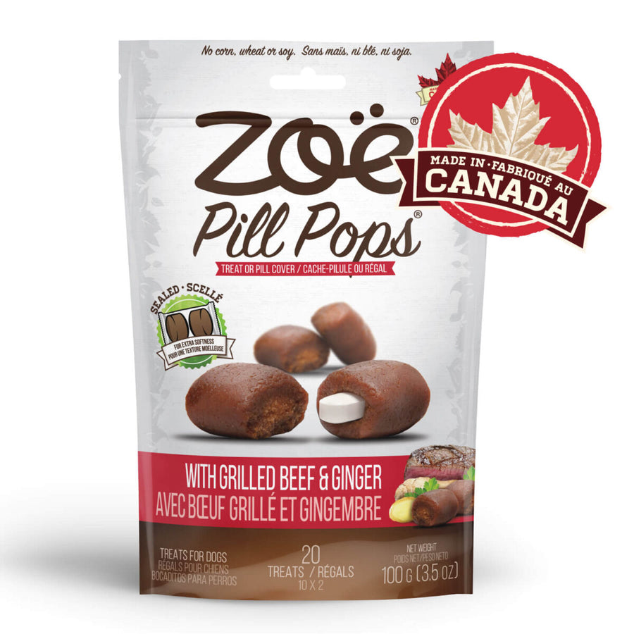 Zoe Pill Pops Grilled Beef with Ginger Treats for Dogs