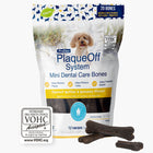 ProDen PlaqueOff Mini Dental Care Bones Peanut Butter & Bananna Flavored for Dogs front of bag.