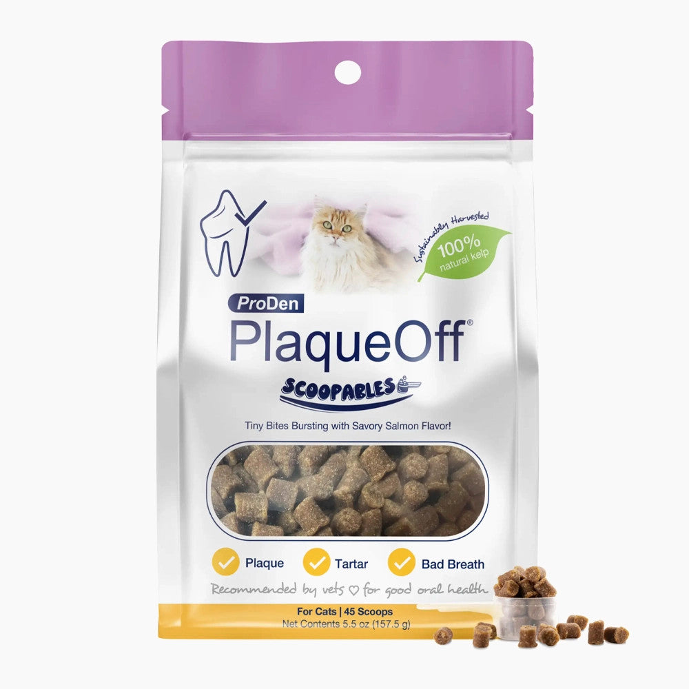 ProDen PlaqueOff Scoopables Soft Chews for Cats front of bag.