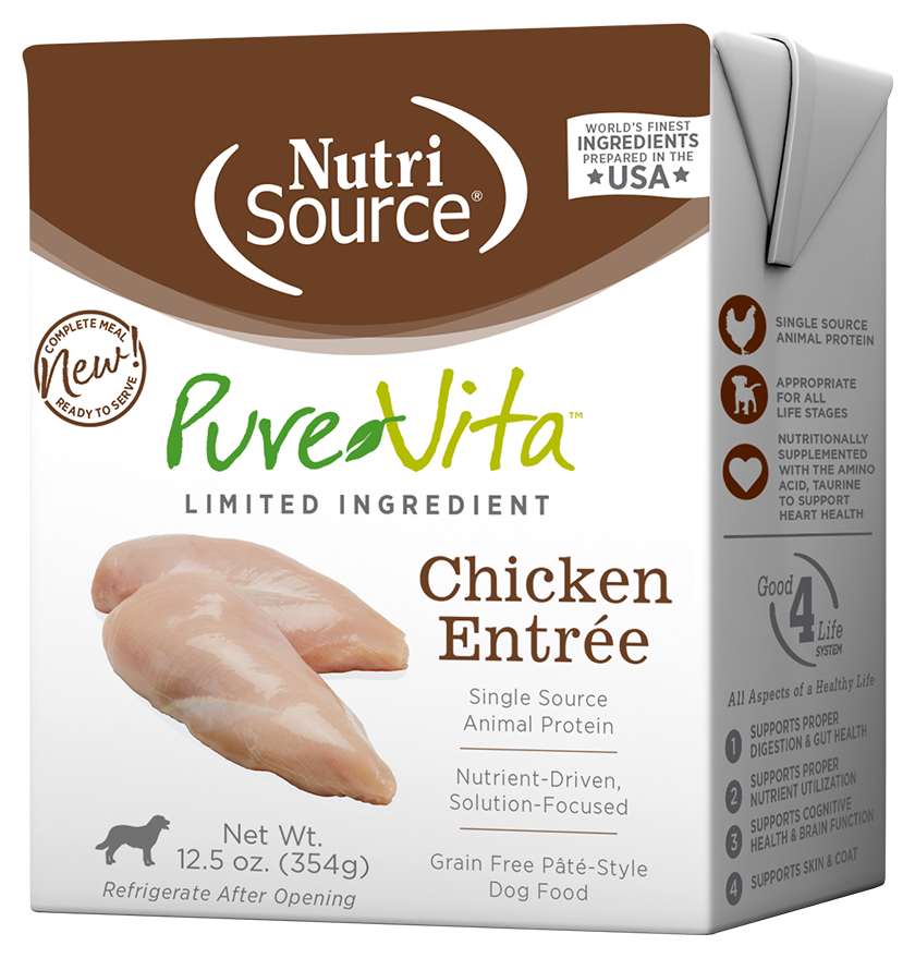 PureVita Grain Free Chicken Entrée Tetra Pak Wet Dog Food 12.5oz Front Box