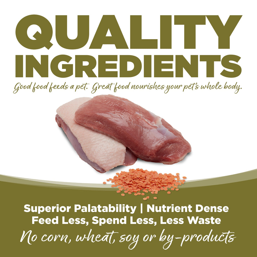 Quality Ingredients. Superior palatability, nutrient dense, feed less, spend less, less waste. 