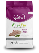 PureVita Grain Free Pork & Peas Dry Dog Food front of bag. 