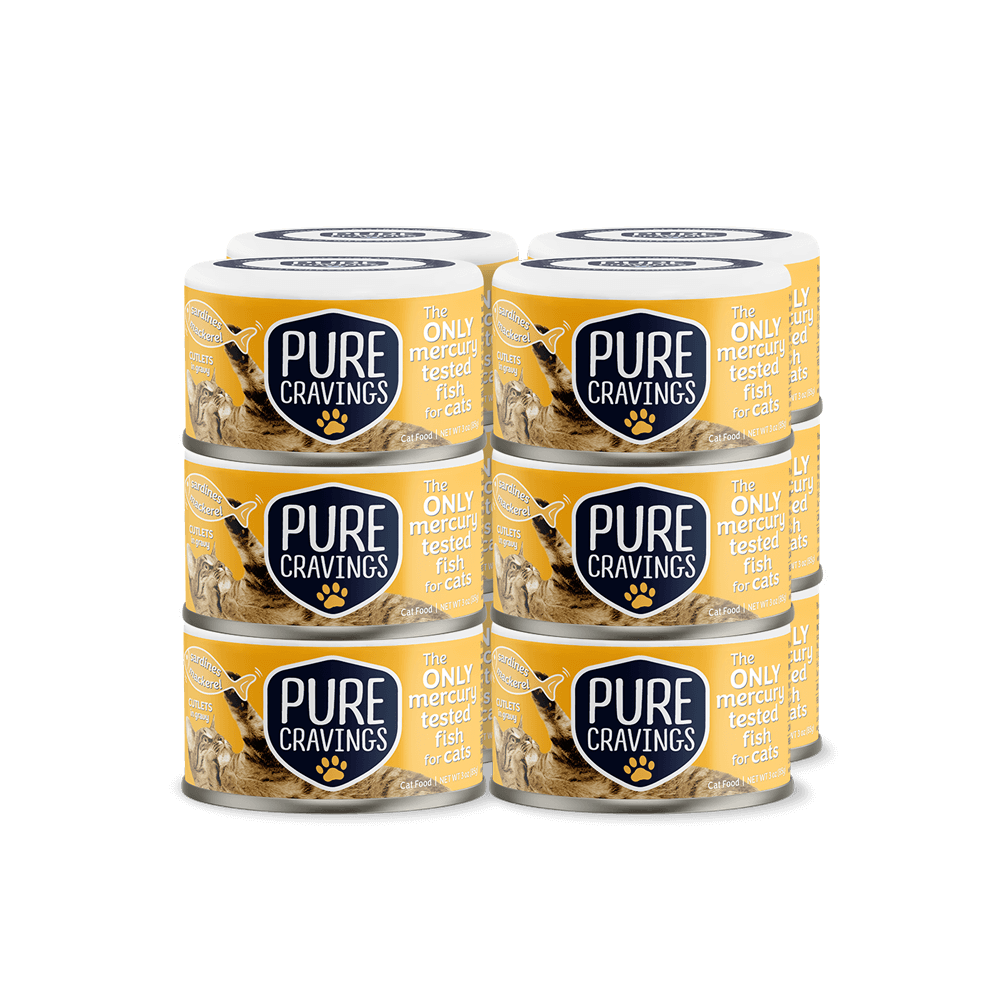 Pure Cravings Cutlets In Gravy Mackerel & Sardines Canned Cat Food 12 Pack.