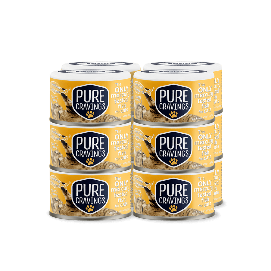 Pure Cravings Cutlets In Gravy Mackerel & Sardines Canned Cat Food 12 Pack.