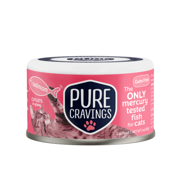 Pure Cravings Cutlets In Gravy Salmon Canned Cat Food front of can.