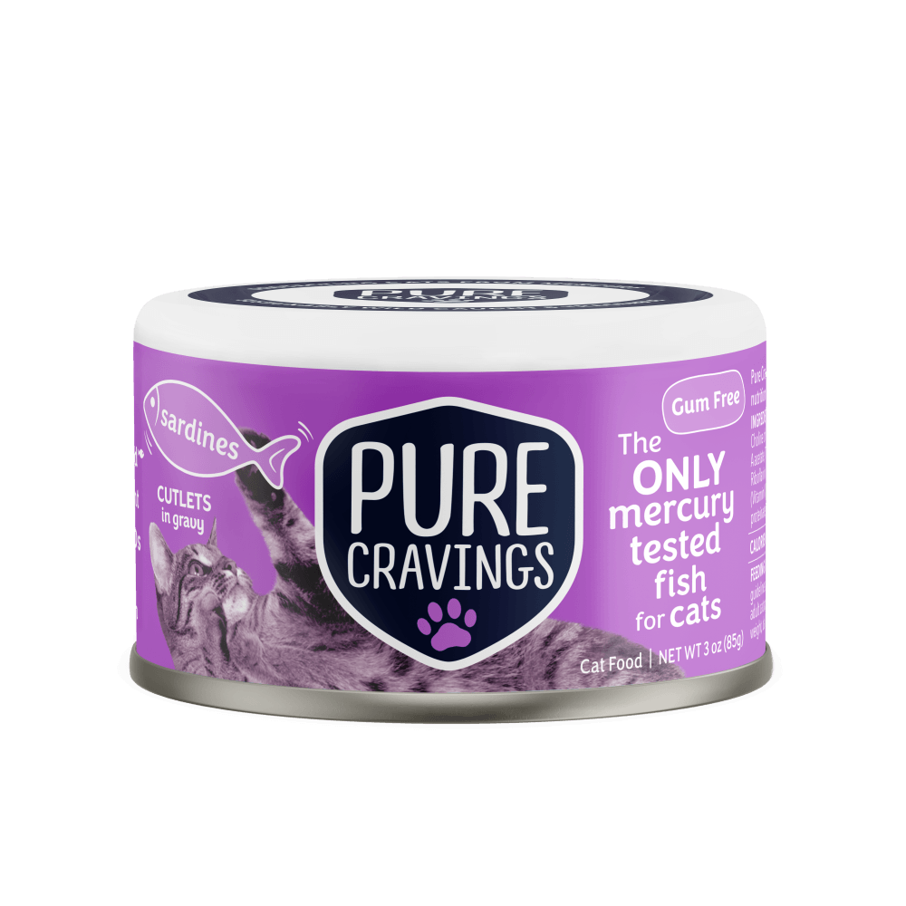Pure Cravings Cutlets In Gravy Sardines Canned Cat Food front of can.