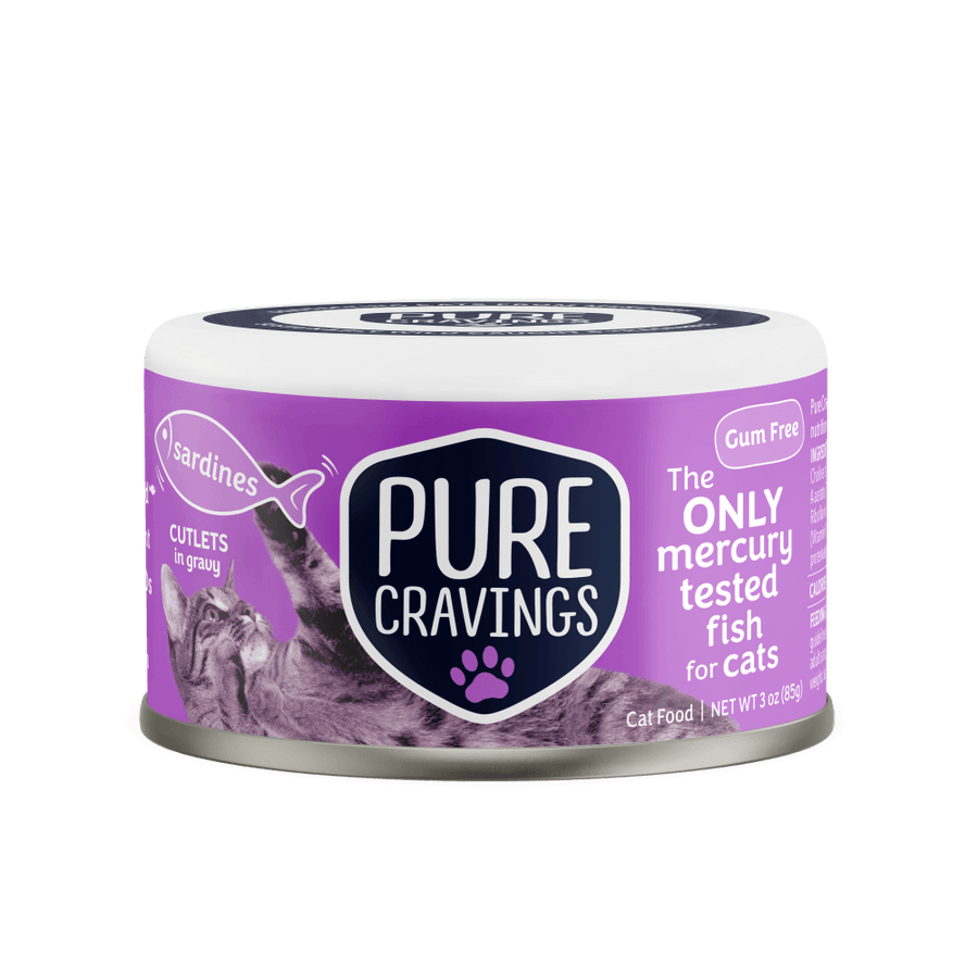 Pure Cravings Cutlets In Gravy Sardines Canned Cat Food front of can.