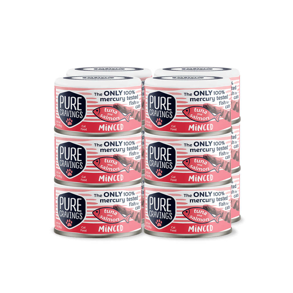 Pure Cravings Minced Tuna & Salmon Canned Cat Food 12 Pack.