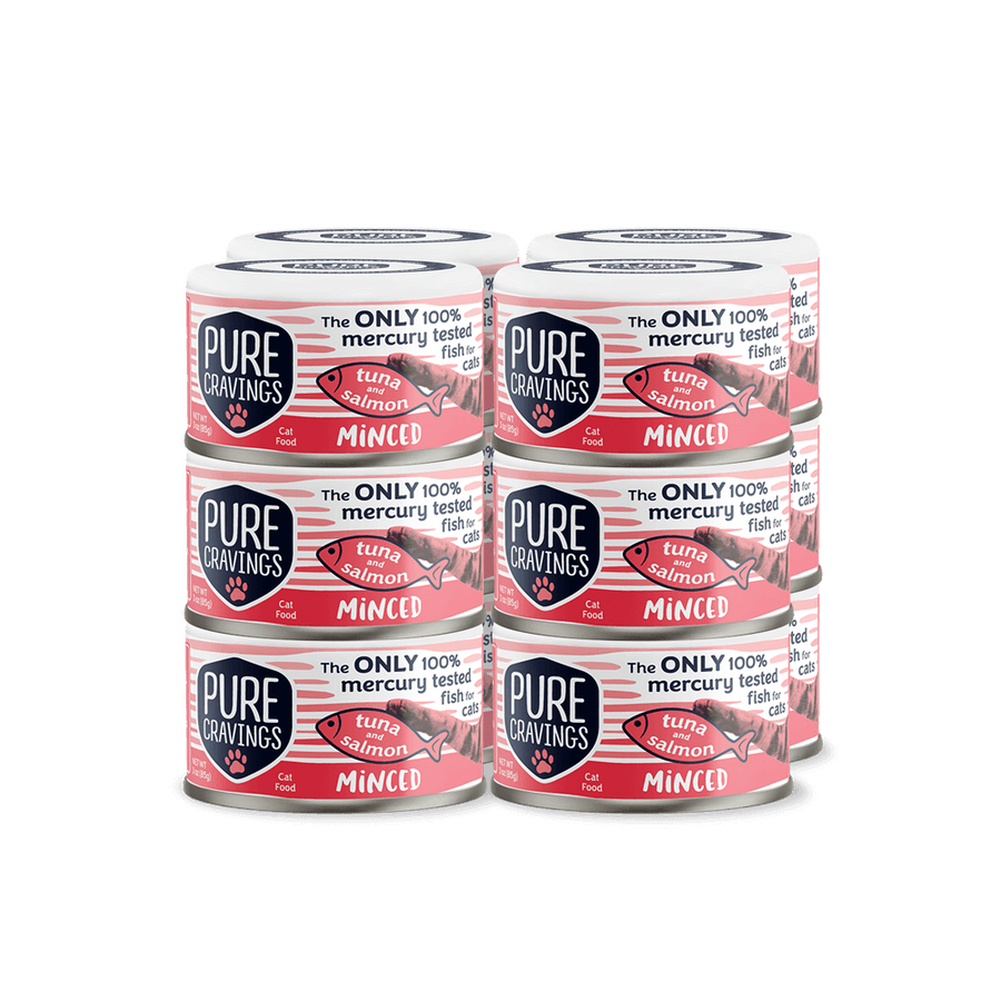 Pure Cravings Minced Tuna & Salmon Canned Cat Food 12 Pack.