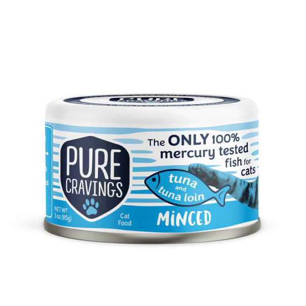 Pure Cravings Minced Tuna & Tuna Loin Canned Cat Food front of can.