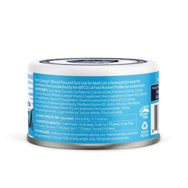 Pure Cravings Minced Tuna & Tuna Loin Canned Cat Food Ingredients.