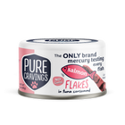 Pure Cravings Salmon Flakes in Tuna Consomme Canned Cat Food front of can.