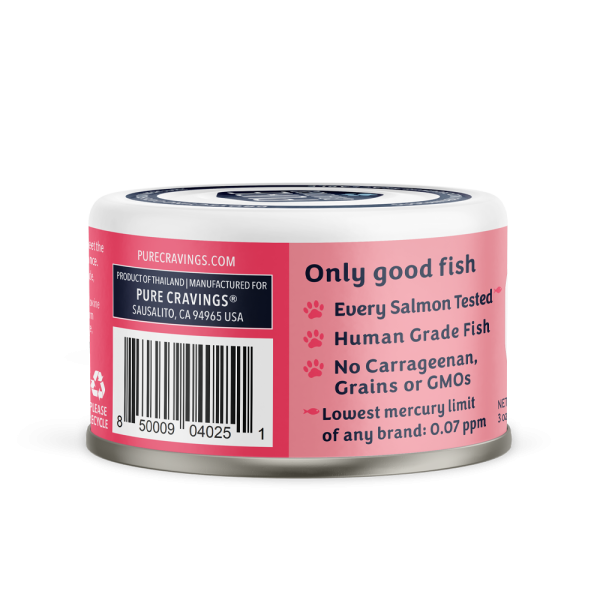 Pure Cravings Salmon Flakes in Tuna Consomme Canned Cat Food UPC.