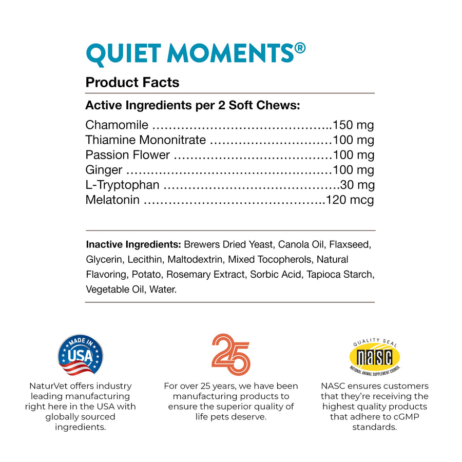 NaturVet Quiet Moments Calming Aid Soft Chews for Dogs