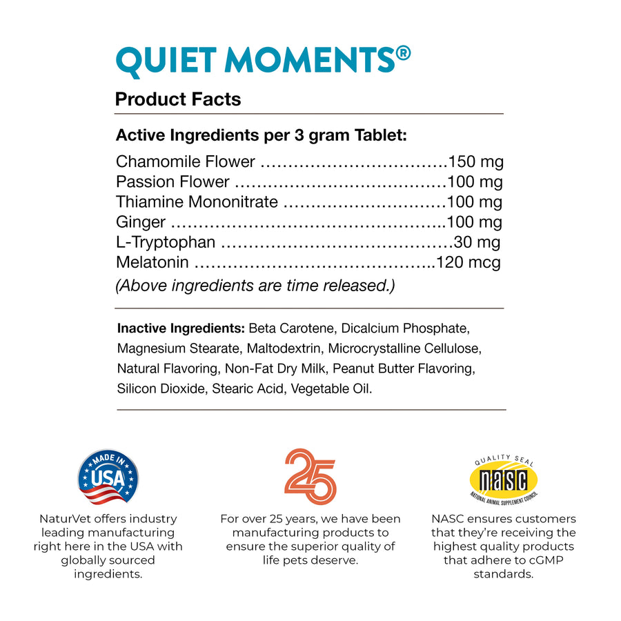 Naturvet Quiet Moments Calming Aid Chewable Tablets