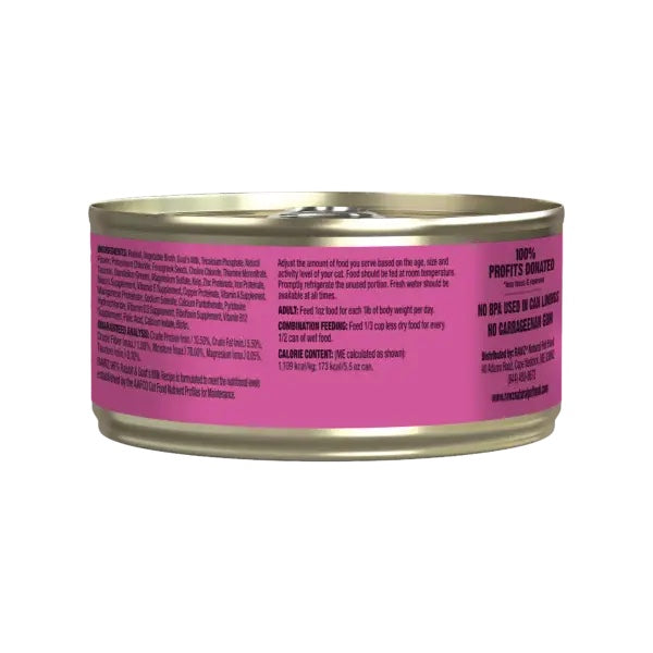 RAWZ 96% Rabbit &amp; Goat's Milk Pate Canned Cat Food back of can.