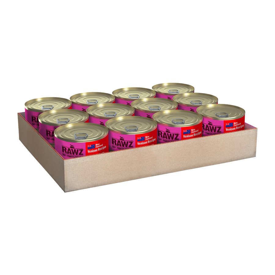 Carton of RAWZ cat food cans
