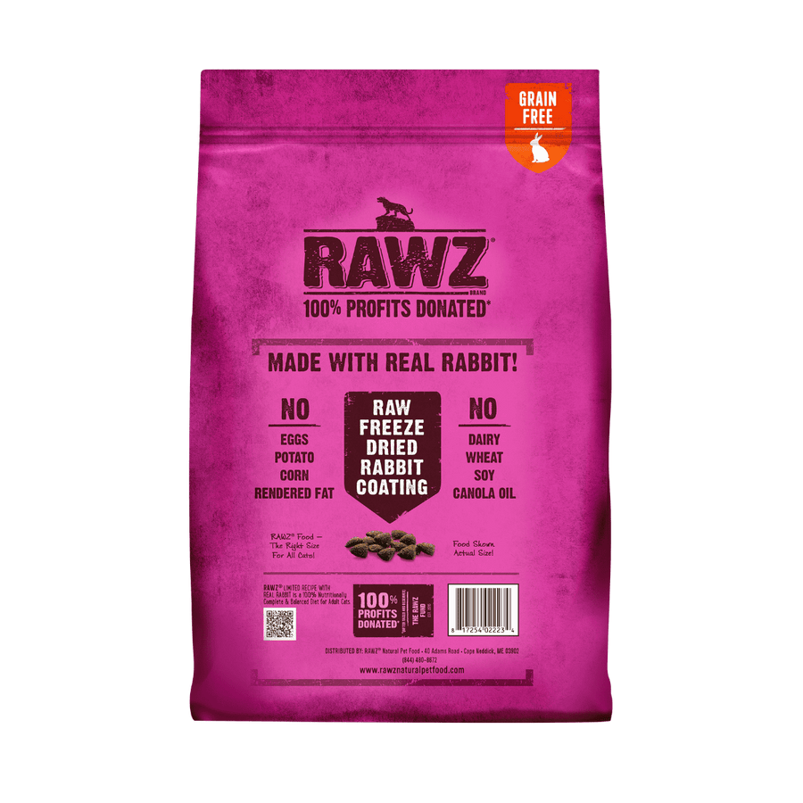Back Bag of RAWZ Grain Free & Meal Free Rabbit Dry Cat Food