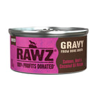 RAWZ Gravy From Bone Broth Salmon, Beef & Coconut Oil Canned Cat Food 3oz, Front Can
