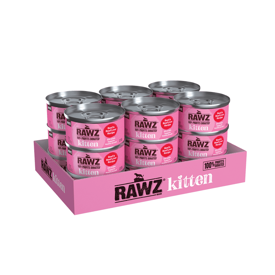 Case of 12 cans of RAWZ Kitten Beef & Beef Liver Canned Kitten Food