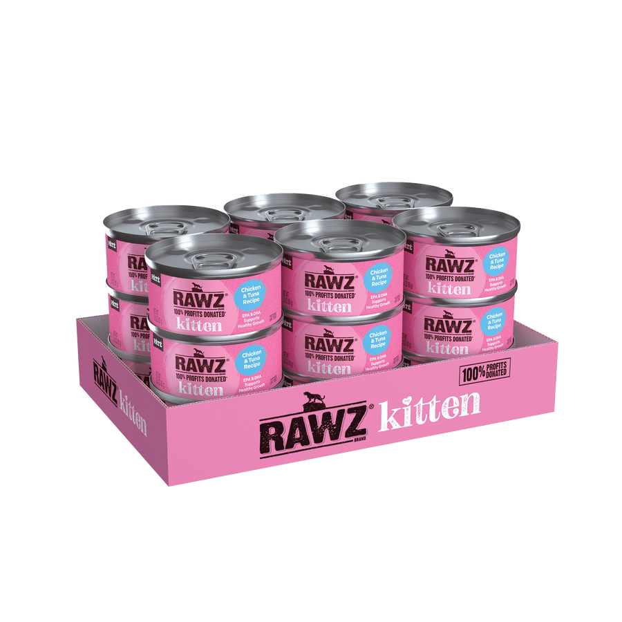 Case of 12 of RAWZ Kitten Chicken & Tuna Canned Kitten Food 2.8oz