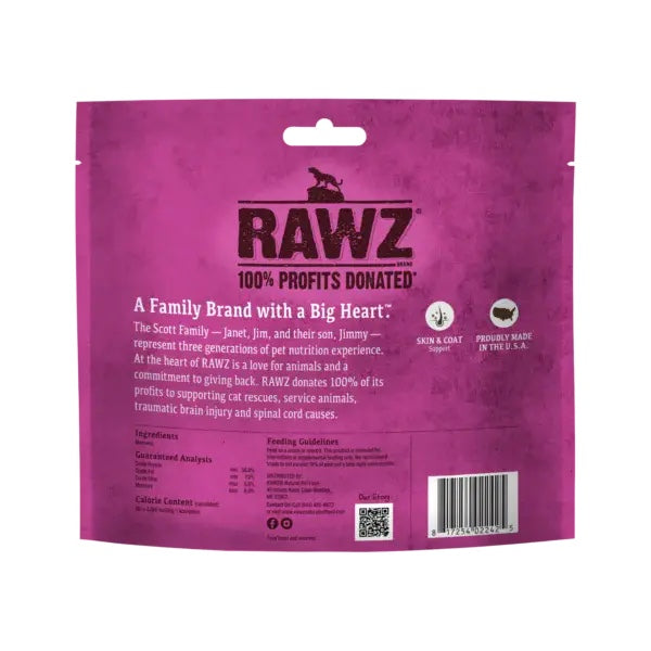 RAWZ Minnows Freeze Dried Cat Treats back of bag.