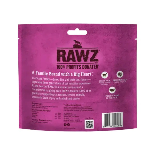 RAWZ Rabbit & Goat's Milk Freeze Dried Cat Treats back of bag.