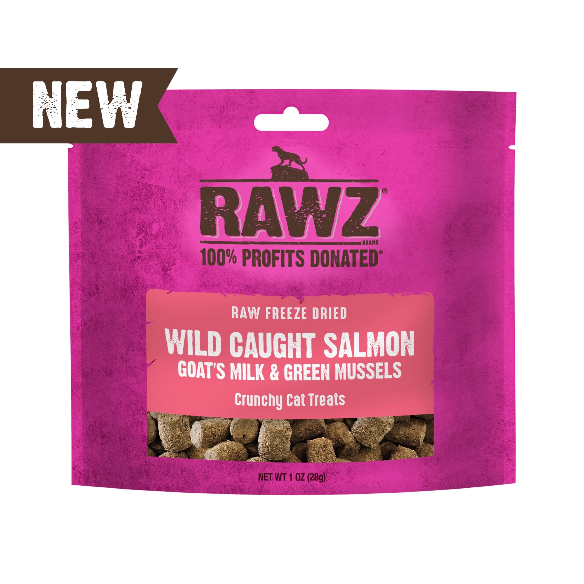 RAWZ Salmon & Goat's Milk Freeze Dried Cat Treats front of bag.