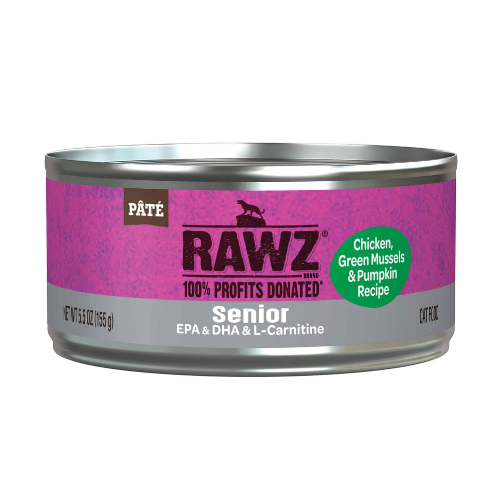 RAWZ Senior Chicken, Green Mussels & Pumpkin Canned Cat Food 5.5oz, Front can