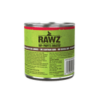 RAWZ Shredded Beef, Pumpkin, Sweet Potato & Goat's Milk Canned Dog Food back of can.