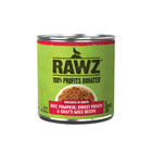 RAWZ Shredded Beef, Pumpkin, Sweet Potato & Goat's Milk Canned Dog Food front of can.