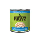 Front can of RAWZ Shredded Chicken Breast, Coconut Oil & New Zealand Green Mussels Recipe Canned Dog Food
