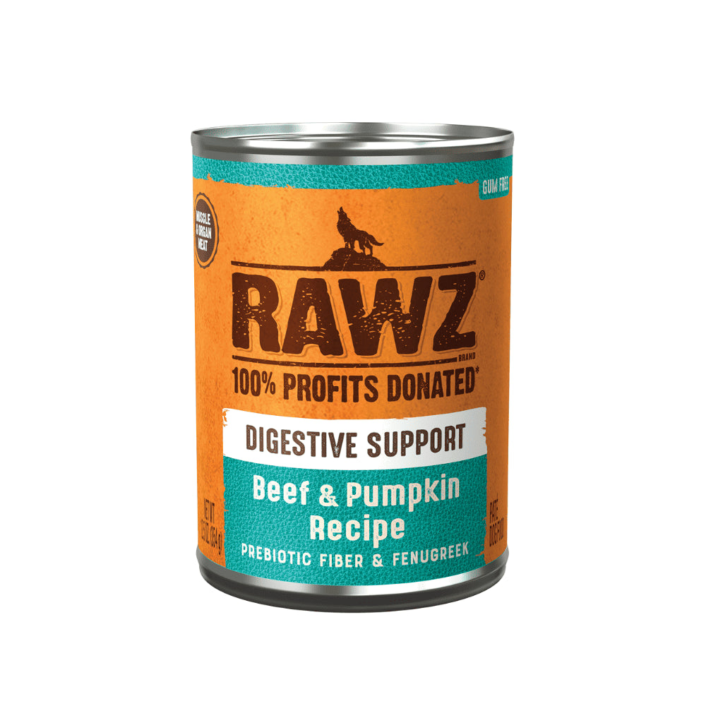 RAWZ Solutions Digestive Support Beef & Pumpkin Canned Dog Food front of can.