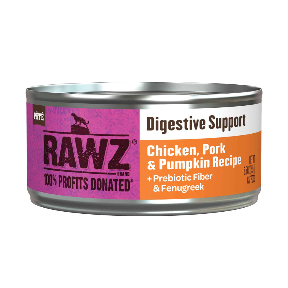 RAWZ Solutions Digestive Support Chicken, Pork & Pumpkin Canned Cat Food 5.5oz, Front can
