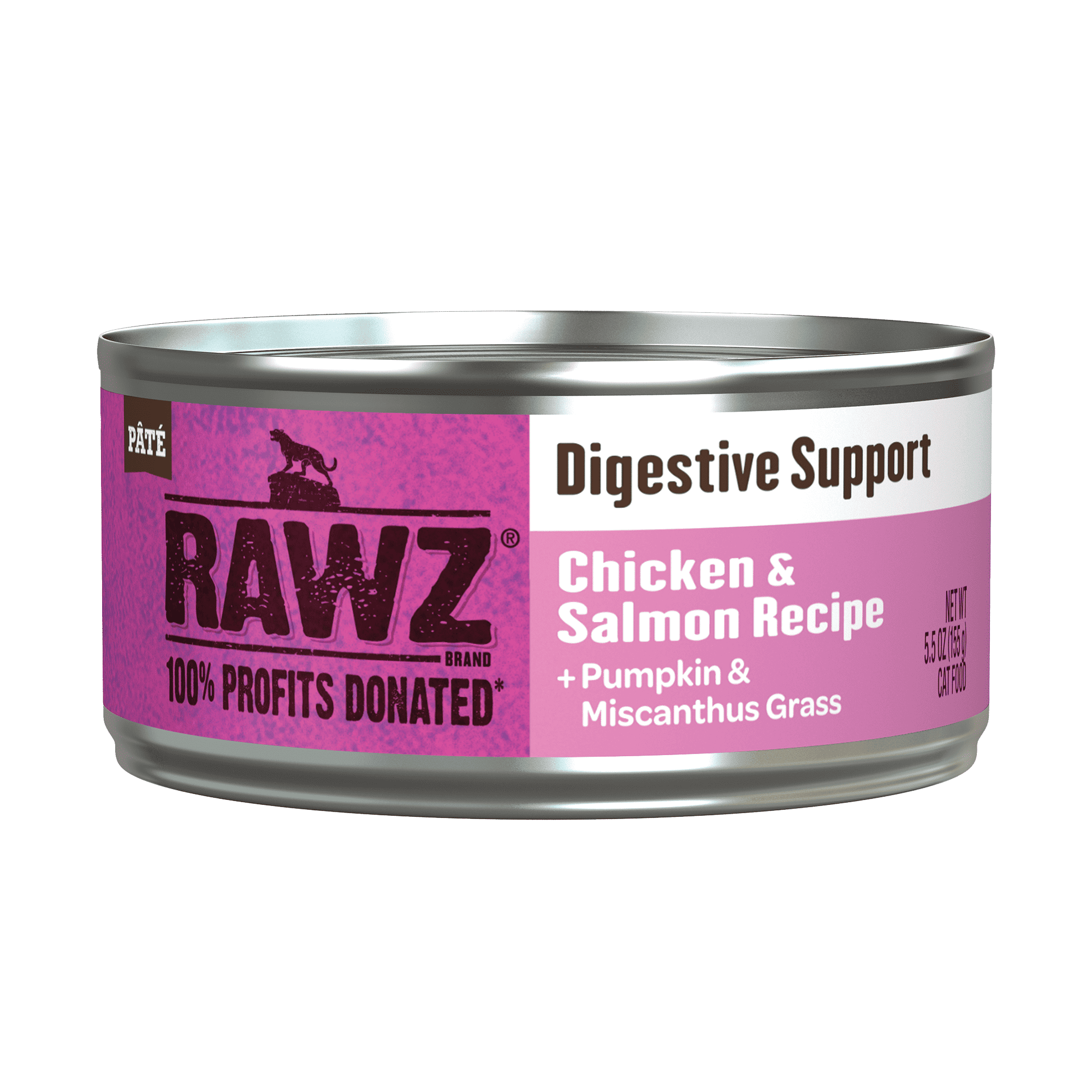 RAWZ Solutions Digestive Support Chicken & Salmon Canned Cat Food 5.5oz, Front can