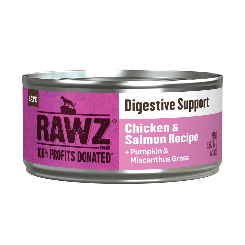 RAWZ Solutions Digestive Support Chicken & Salmon Canned Cat Food 5.5oz, Front can